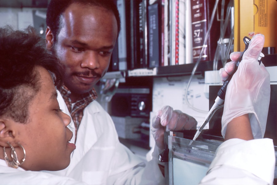 Laboratory technicians analysing samples
